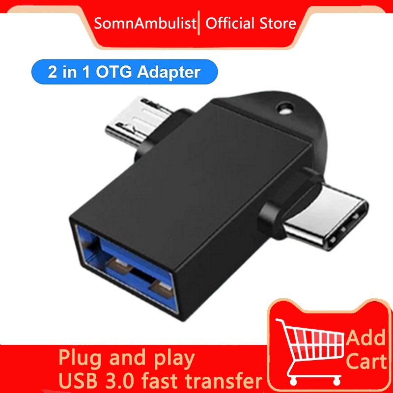 Conversor dois em um OTG, tipo C para USB 3.0, conversor de unidade Flash USB em Oferta na Shopee