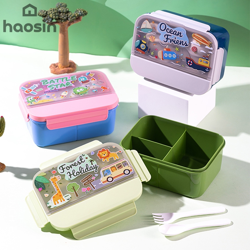 Marmita Portátil Dividido Portátil Haosin, PP Alimentício, Selado Anti-Vazamento, com Utensílios e Copo de Água