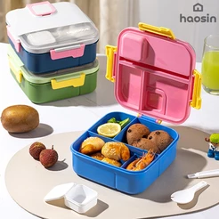 haosin Pote para marmita Hermética de 1100ml com Divisórias e Talheres; Própria Para Uso em Micro-Ondas.