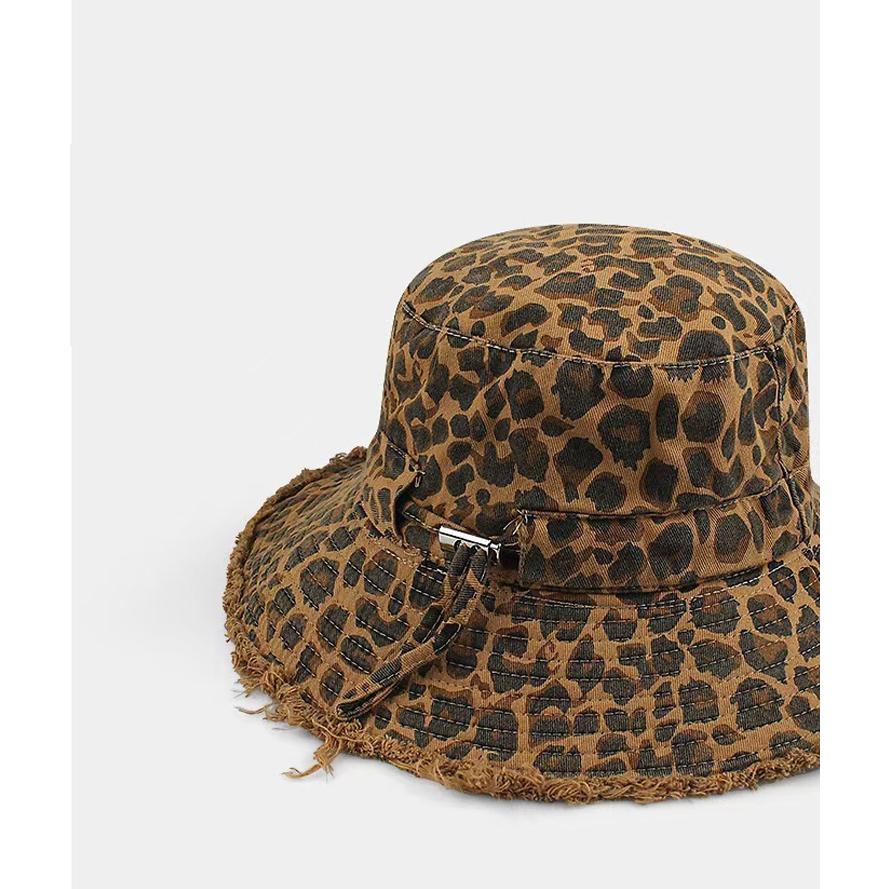 Detalhes do Balde com estampa de leopardo Chapéu masculino feminino bacia Chapéu sol Chapéu