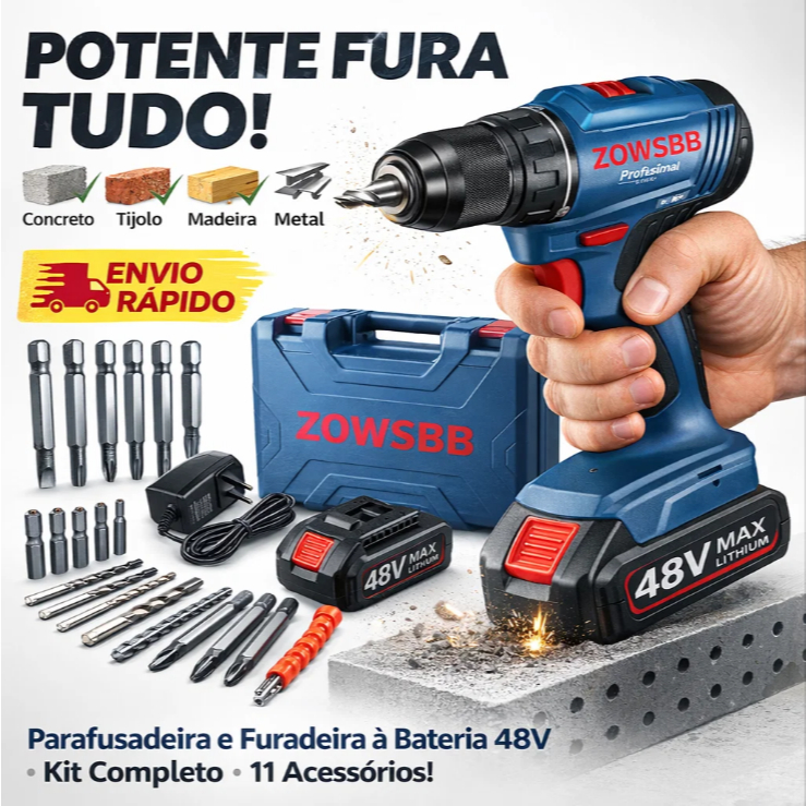 Furadeira parafusadeira Bosch GSR 185-li 48v Brushless Furadeira elétrica 2 Baterias furadeira de impacto elétrica