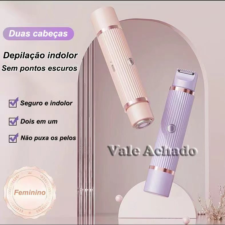 Depilador Elétrico Feminino 2 em 1, Barbeador Corporal Recarregável