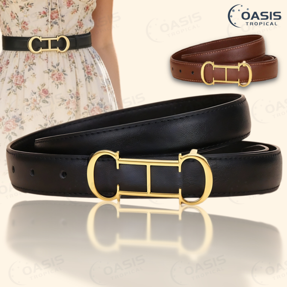 Cinto De Couro De Vaca De Duas Camadas De Alta Qualidade Ajustável Com Fivela H Para Mulheres Vestido Formal Casual em Oferta na Shopee