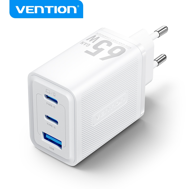 Vention Charger GaN 65W PD PPS 3 Saídas USB Dual C E A Para Notebook Celular Rápido em Oferta na Shopee