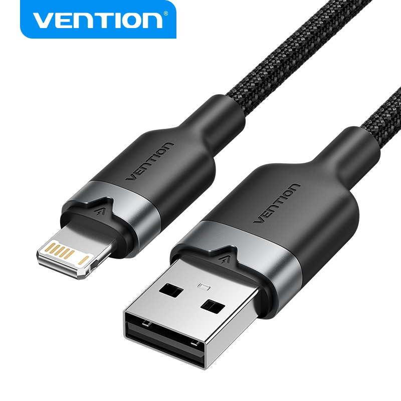 Vention Cabo USB Para iPhone 14 13 12 11 Pro Max 2.4A Relâmpago De Carregamento Rápido iPad Mini Carregador De Telefone em Oferta na Shopee