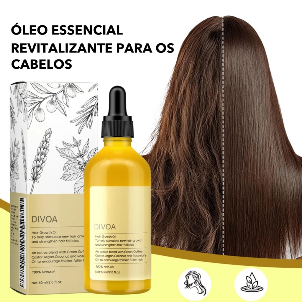 Óleo Capilar de Alecrim e Rícino 100% Natural para Crescimento e Fortalecimento do Cabelo