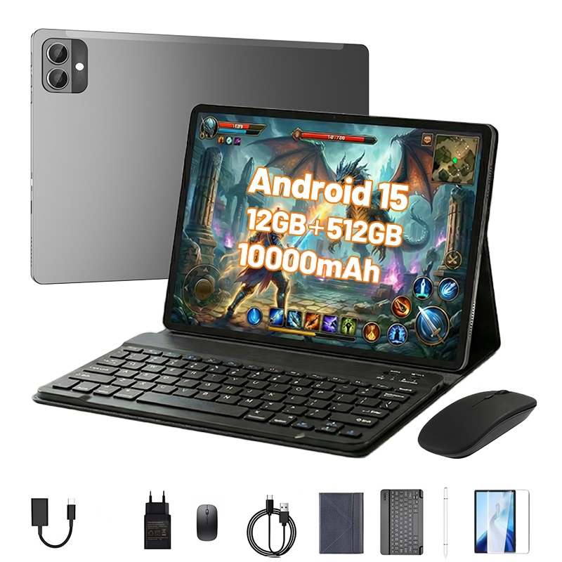 Pad 12 Ultra Tablet Conjunto de Teclado + Mouse 12 GB de RAM + 512 GB 10.1 polegadas, 16 MP + 32 MP Android 15 10000mAh em Oferta na Shopee