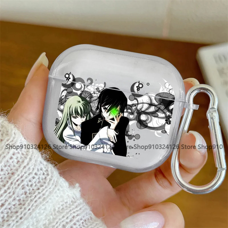 Anime Código GEASS Lelouch Rebelião Caso silicone Macio TPU Para AirPods 4 Pro 1 2 3 Claro Transparente Bluetooth Fone D