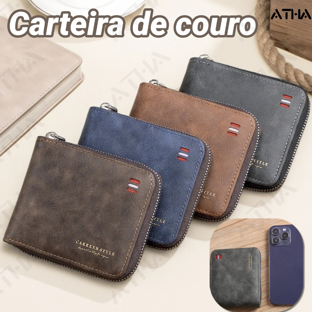 Carteira Curta Masculina – Porta-Cartões Vertical Fosco Vintage, Bolsa Dupla Fina Para Estudante, Homens, Trabalho