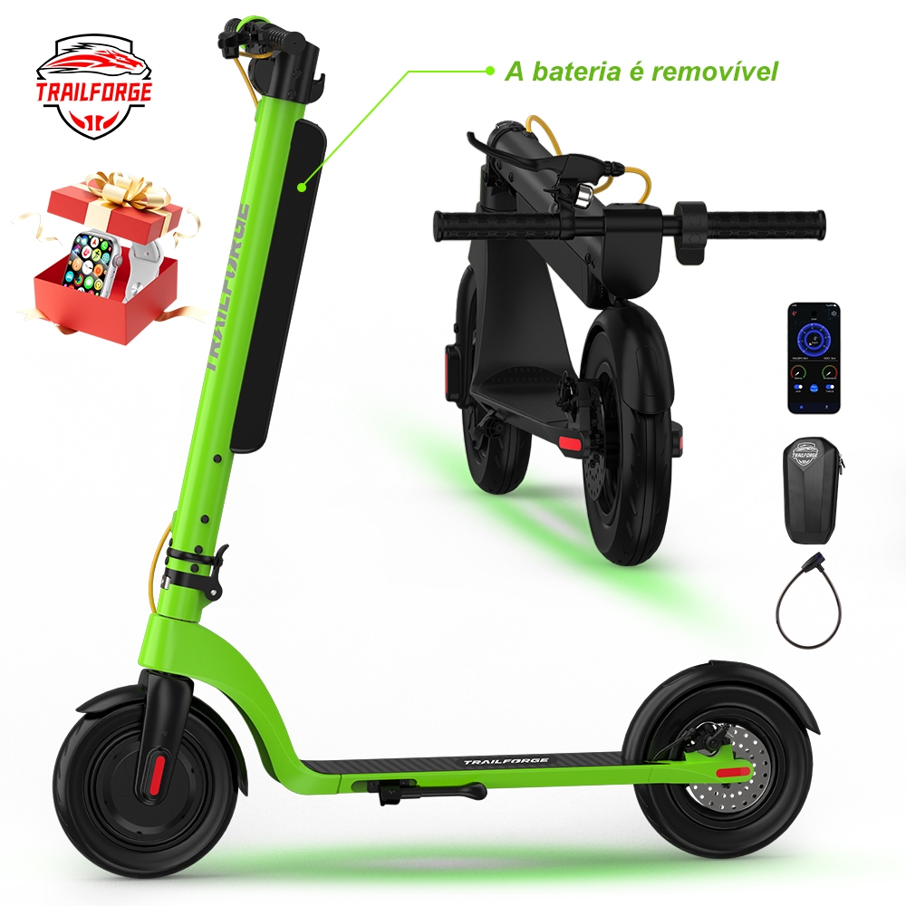 Trailforge-X8 Patinete Elétrico 500W 12.8AH 45KM Scooter Eletrica A bateria é removível