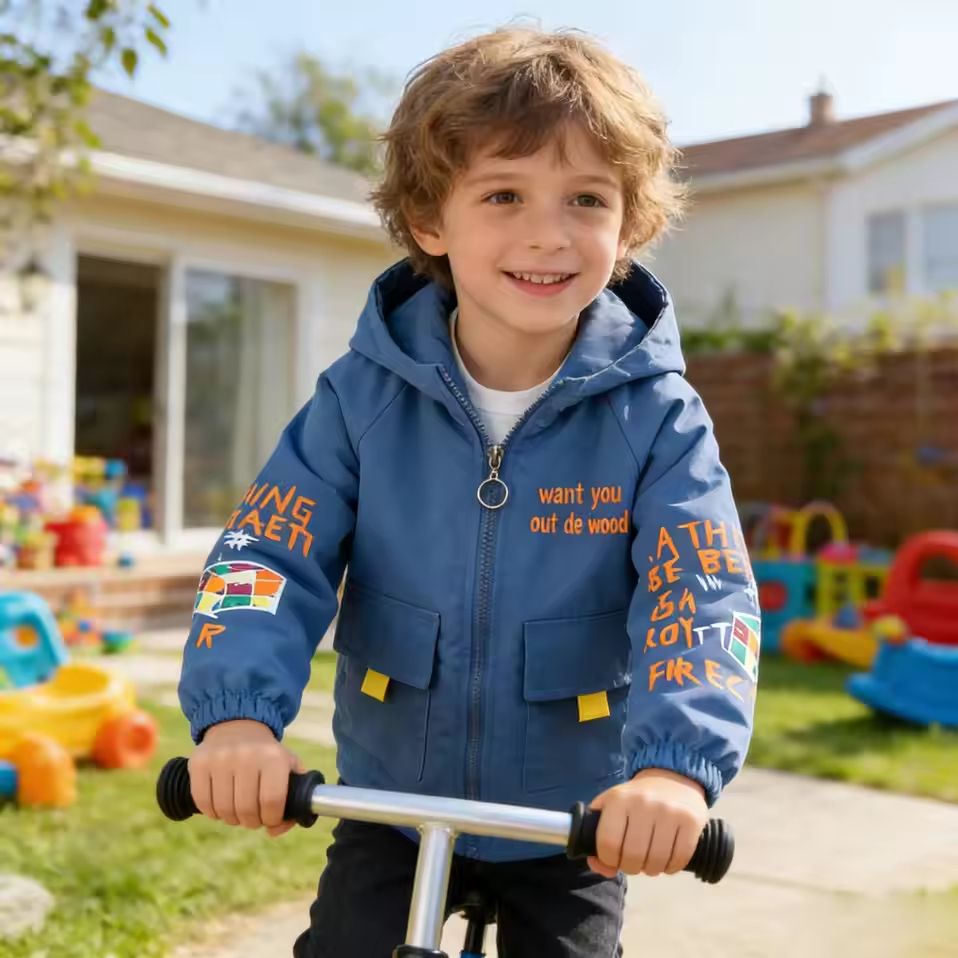 Jaqueta casual Corta-Vento Para Meninos Primavera E Outono , Com Capuz Zíper De Manga Comprida Elegante Infantil em Oferta na Shopee