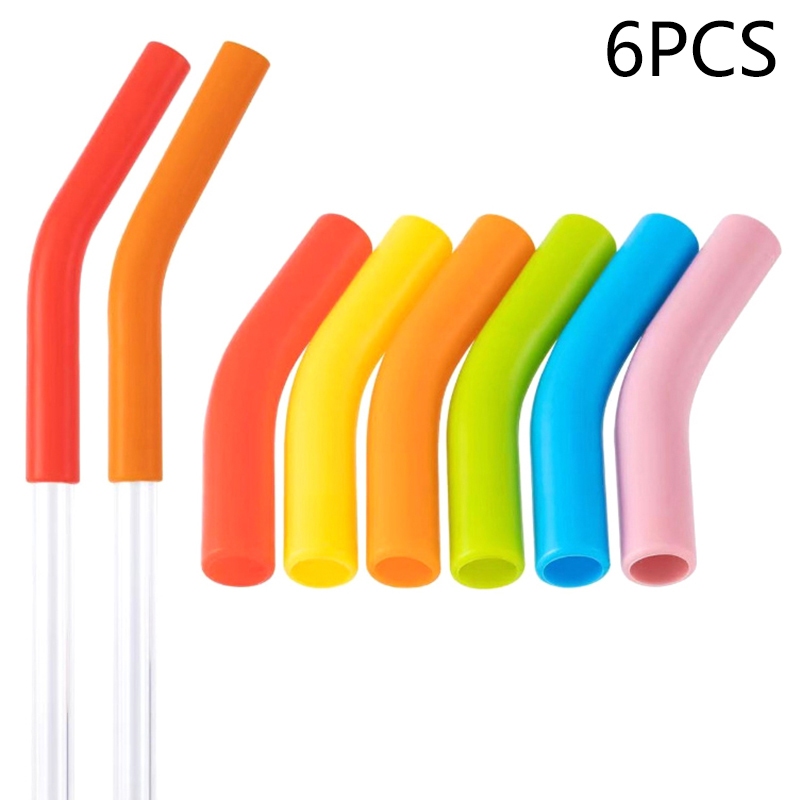 6 Pçs/Set Capas De Palha De Silicone Macio Canudos Dicas Apto Para Bicos Aço Inoxidável Reutilizáveis De 9mm De Largura