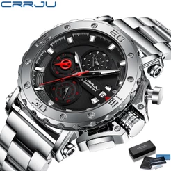 CRRJU Relógios Dos Homens Marca De Luxo Original Quartz Multifuncional À Prova D'água Militar Business Casual Sports 229