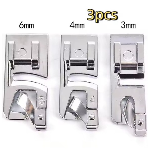 Kit 3 Peças Sapatas Calcador Sapatilha Bainha Enrolada 3mm 4mm E 6mm
