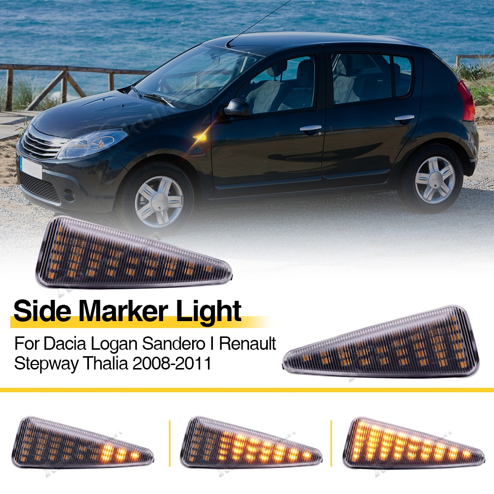 2 Pçs Dinâmico LED Marcador Lateral Luz Sinal De Volta Lâmpada Pisca Para Dacia Logan Sandero I Renault Stepway Thalia 2
