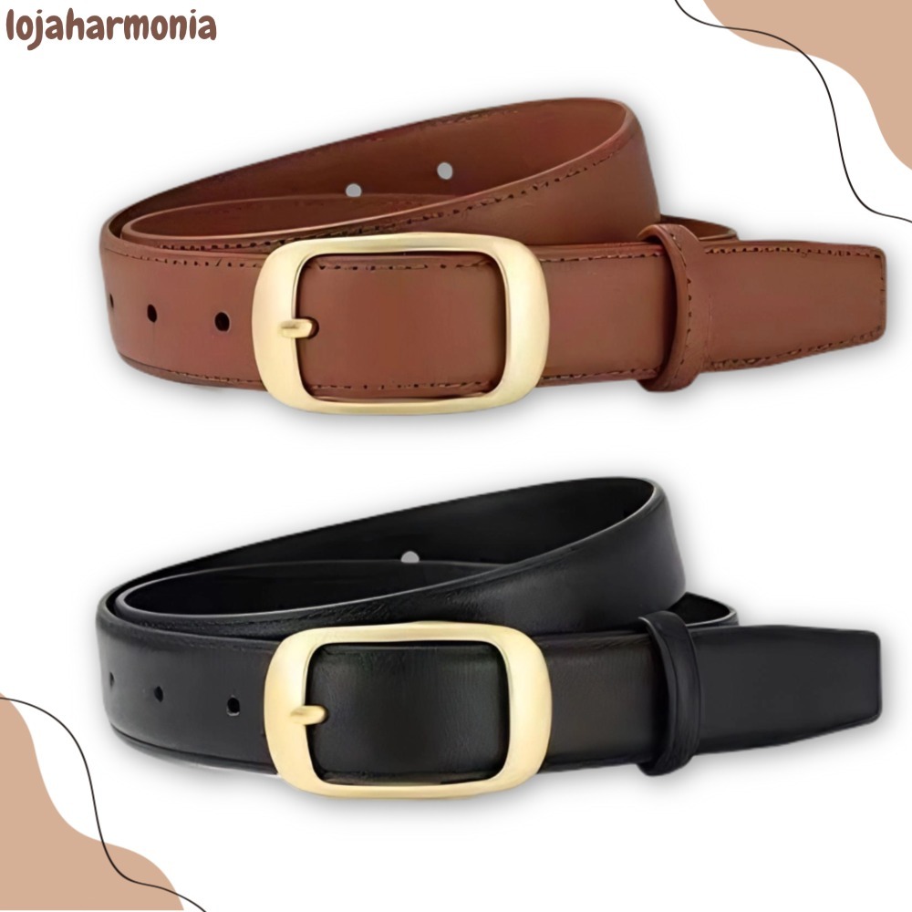 Coreano Elegante Preto Premium Couro Cinto Liga Pino Fivela Para Jeans Vestido Feminino LJ em Oferta na Shopee