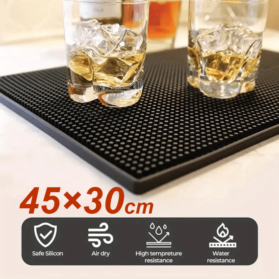 Tapete para Bar 45x30cm em PVC e borracha antiderrapante – Escorredor de copos para balcão e cozinha