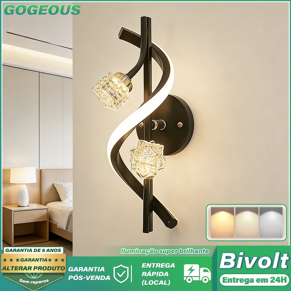 GOGEOUS 3 Cores Arandela Luminária De Parede Cristal 110V-220V 17W Decoração De Quarto Corredor e Sala De Estar