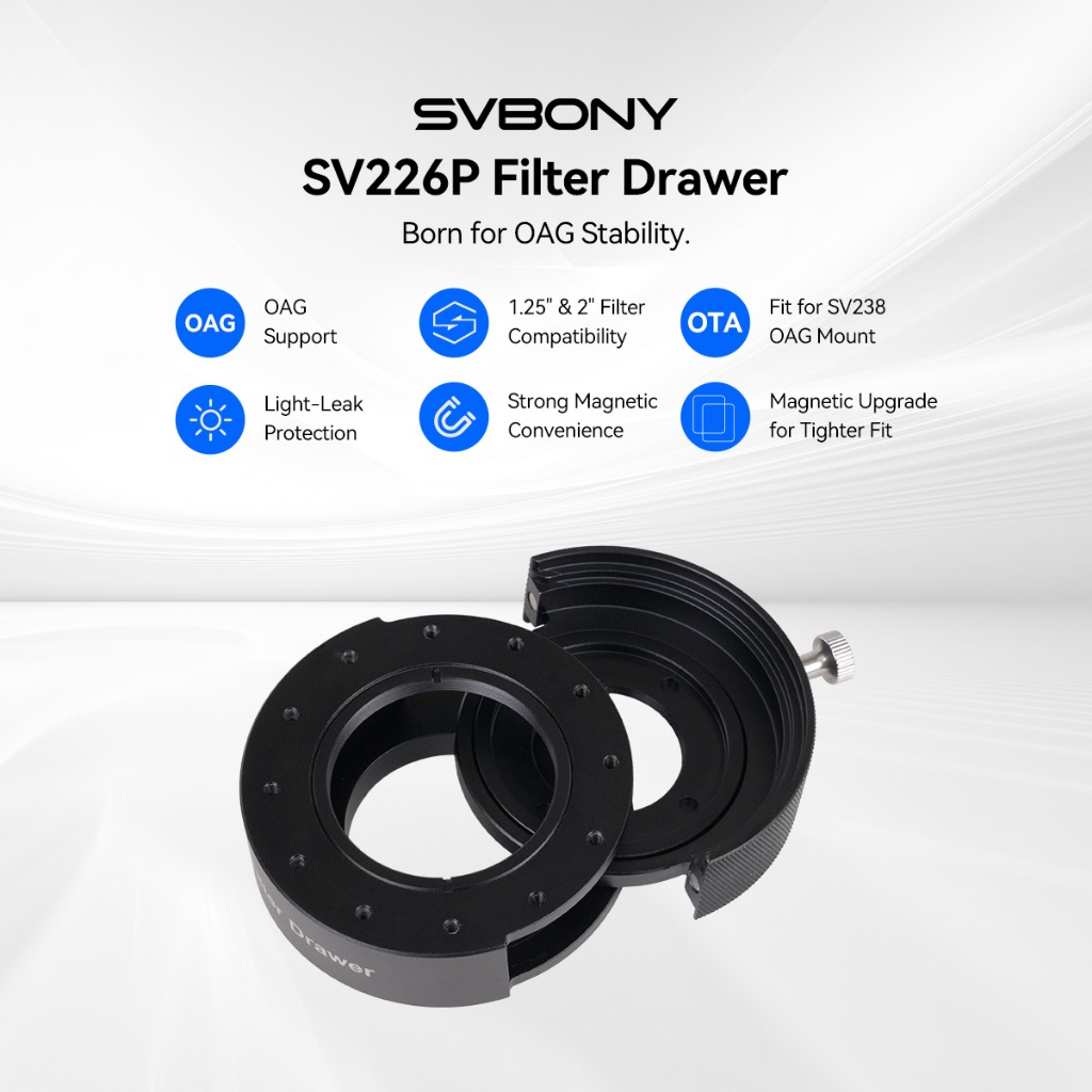 Gaveta De Filtro SVBONY SV226P 1.25 " E 2 " Montado Moldagem Integrada Design Anti-Vazamento De Luz Para OAG