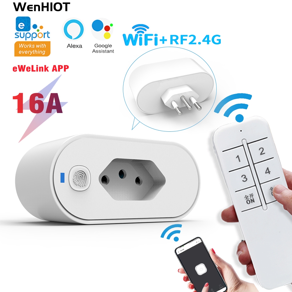 Tomada  de controle remoto inteligente WiFi Smart Socket Suporte eWeLink funciona com Alexa Google homepage controle de