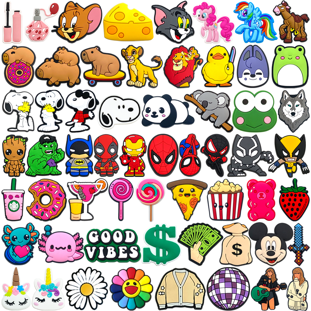 MEIDJ Shoe Charms 59 Cartoon Padrão Decorações Acessórios De PVC Com Botão