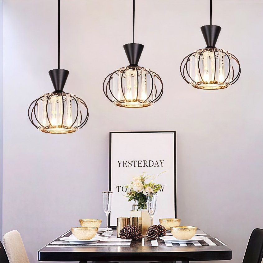 Conjunto De 1-3 Abajures De Cristal Estilo Nórdico , Adequados Para Salas E Quartos , Dourado/Preto