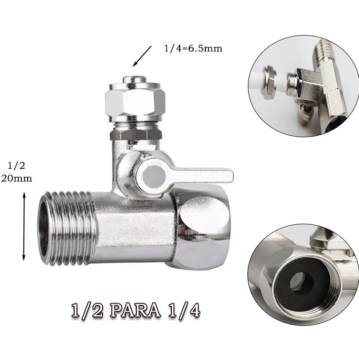 Adaptador Do Purificador Filtro De Água De Alimentação 1/2'A 1/4 Torneira Da Válvula De Esfera