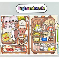 Gacha Tampabala Casa De Boneca Livro Silencioso Material Pacote Adesivo Scrapbook Produtos Não Acabados DIY Corte E Prod