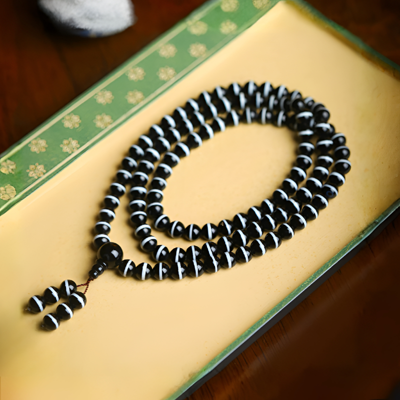 Imagem Boutique tibetana Material antigo Primeira linha Medicina Master Dzi Beads 108pcs 6/8mm Contas budistas Rosário Contas M