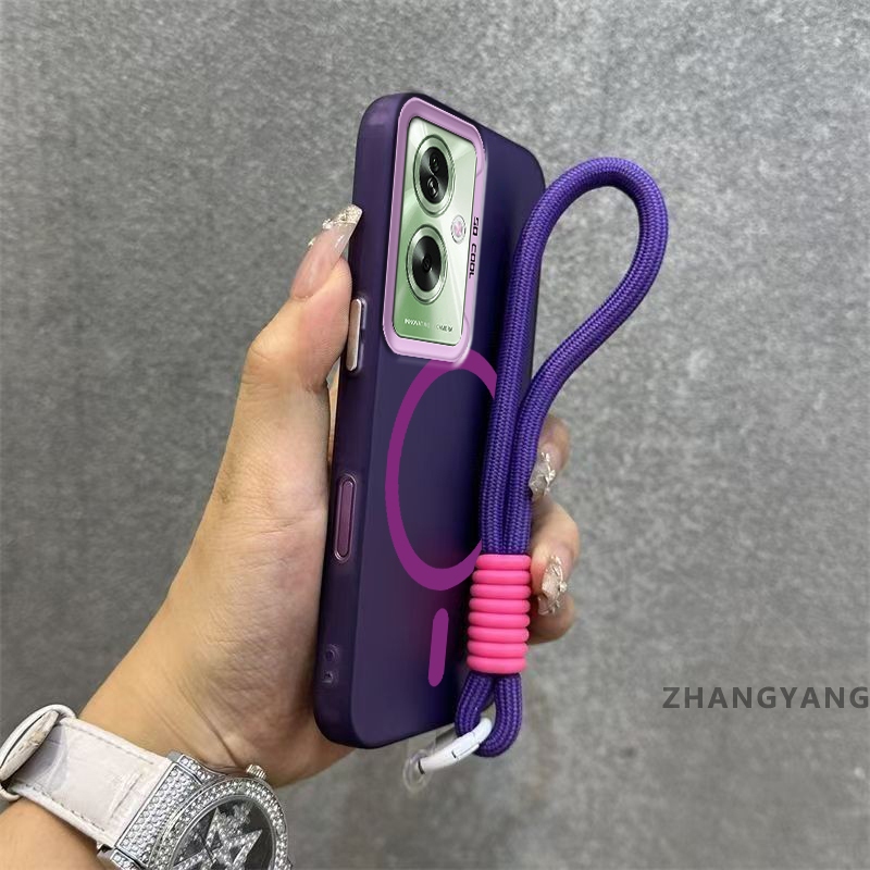 Capa Para OPPO A79 5G De Telefone anti-Queda Fosca Avançada Com Anel De Sucção Magnética Da Mesma Cor Novo design Corda