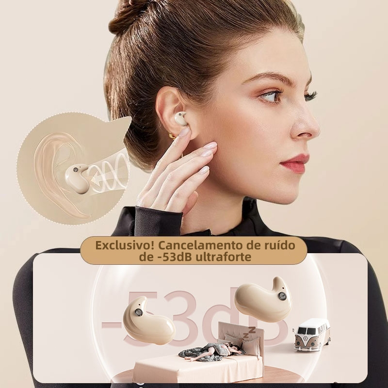 Fone de ouvido sem fio invisível sono TWS fone de ouvido bluetooth escondido à prova d'água esportes bluetooth 5.4