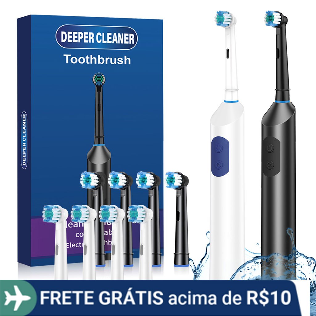 Escova De Dentes Elétrica Sônica Recarregável , 5 Modos E 4 Cabeças De , Limpeza Profunda Rotativa 3D , Sensor De Pressã