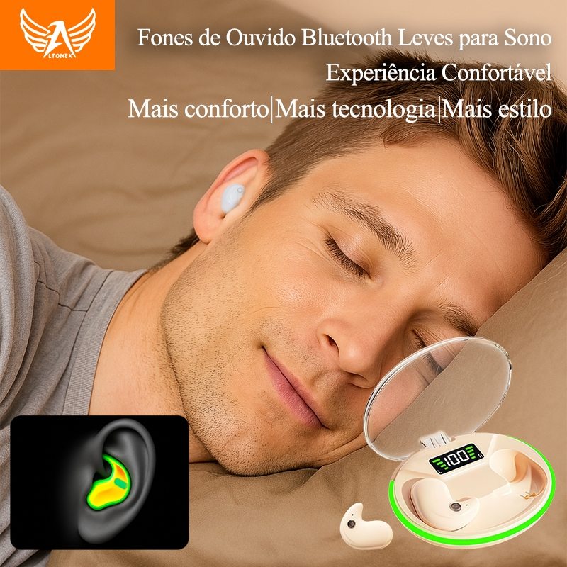 Fones De Ouvido TWS Sleep Sem Fio Bluetooth Display Led HIFI Som Estéreo Fone À Prova D'água Com Cancelame