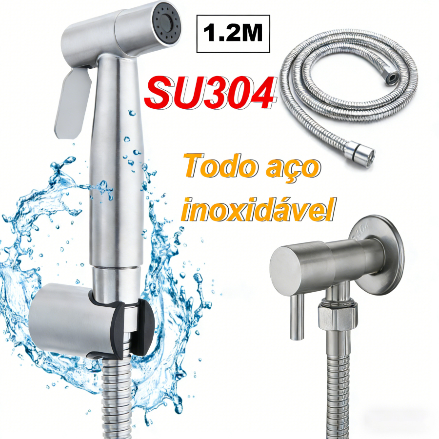Kit de Ducha Higienica Para Banheiro 1.2m completa Luxo Metal inox nucleo da valvula em Oferta na Shopee