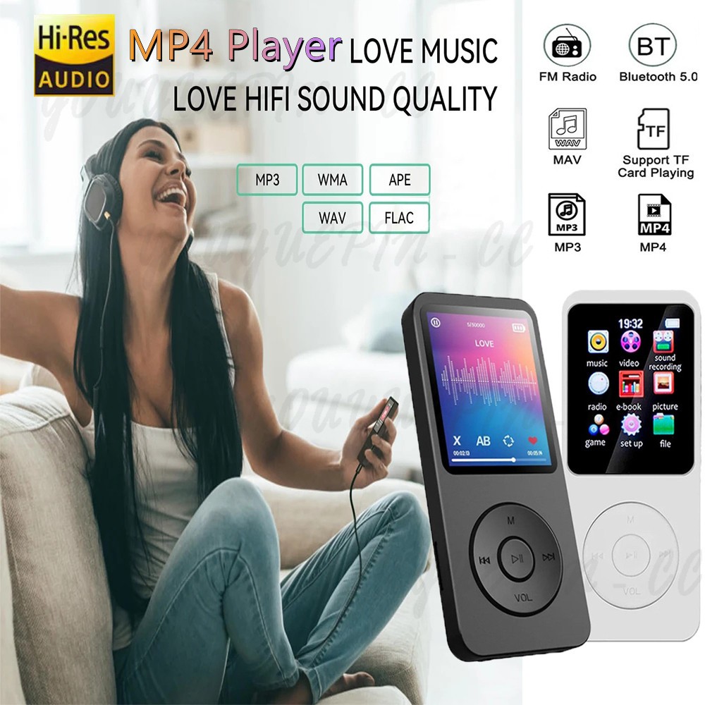 Novo 64G MP4 Player Tipo-C Portátil Walkmen Bluetooth 5.4 Leitor De Vídeo De Música Suporte E-Book Rádio FM Para Esporte