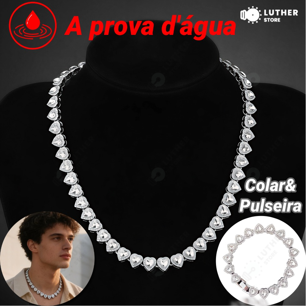 Colar em formato de coração cravejado com um diamante de 11 mm Colar em aço titânio Joia feminina requintada em Oferta na Shopee
