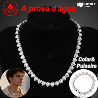 Colar em formato de coração cravejado com um diamante de 11 mm Colar em aço titânio Joia feminina requintada em Oferta na Shopee
