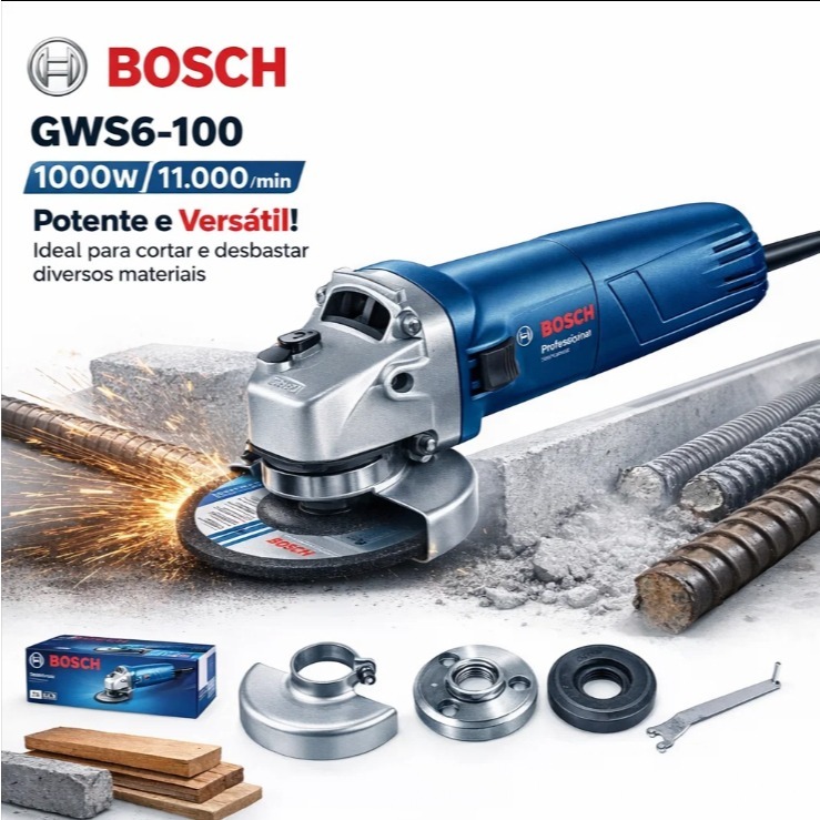 Esmerilhadeira Gws6-100 Lixadeira Bosch 980w Ferramentas Elétricas Bosch 4.1_2_ Caixa de Papel
