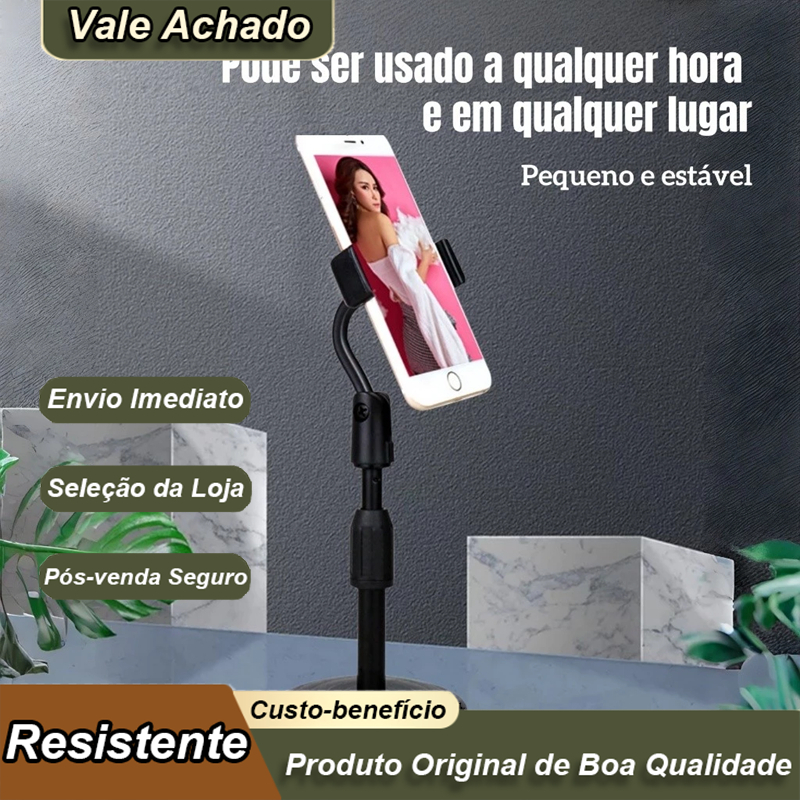 Tripé de mesa com base mini ajustável em 360°, ideal para gravação de vídeo