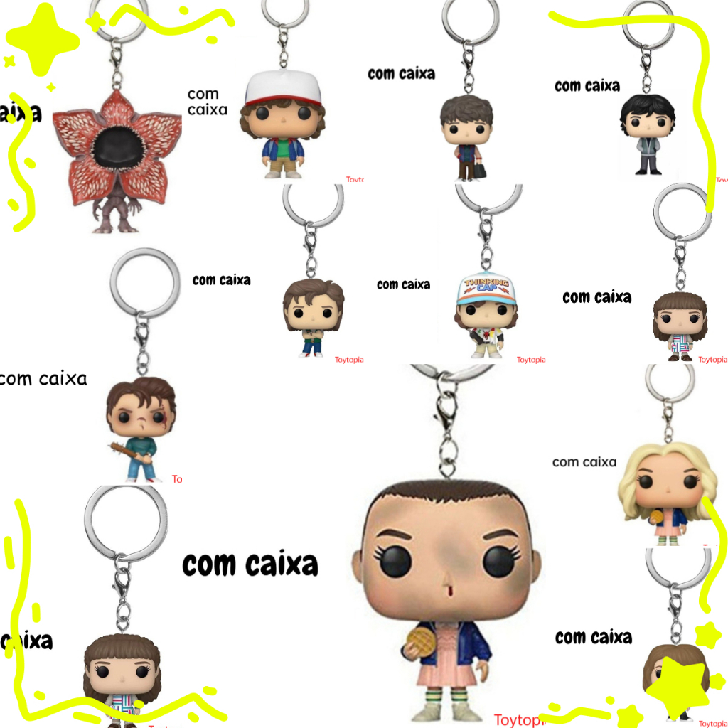 Novo Chaveiro Stranger Things Eleven Dustin Steve Robin Demogorgon Farpa Para Mochila Pingente em Oferta na Shopee