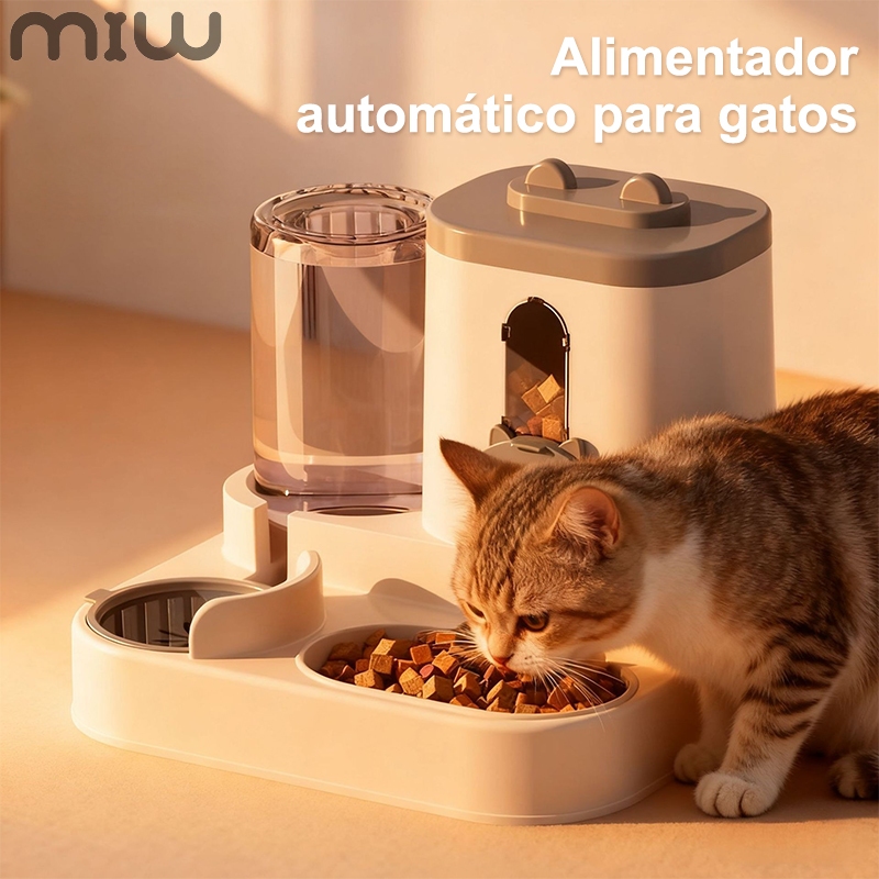 MIW Kit Comedouro e Bebedouro Dupla Função Dispenser de ração 1 Litro de Água Comedouro Cachorro e Gato Cães e Gatos