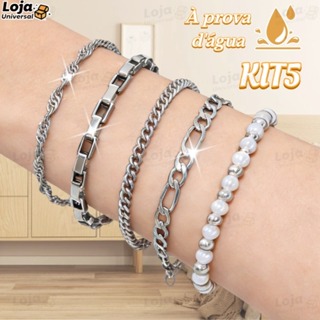 5pcs pulseiras em aço inoxidável  não escurece a prova d’água LU Presentes de Natal-LU em Oferta na Shopee