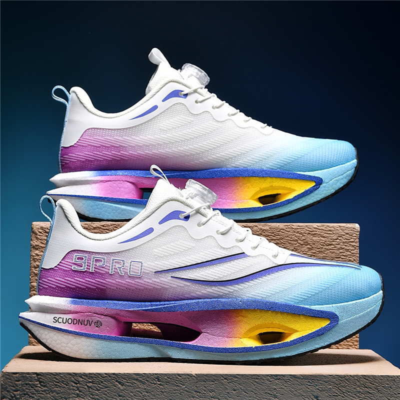 Primavera Outono Fivela Rotativa Dupla Camada Placa De Carbono Tênis De Corrida Masculino E Feminino