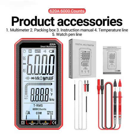 Multímetro Digital ANENG 620A-6000 Contagens True RMS Com Caixa À Prova De Quedas E Testador De Campainha em Oferta na Shopee