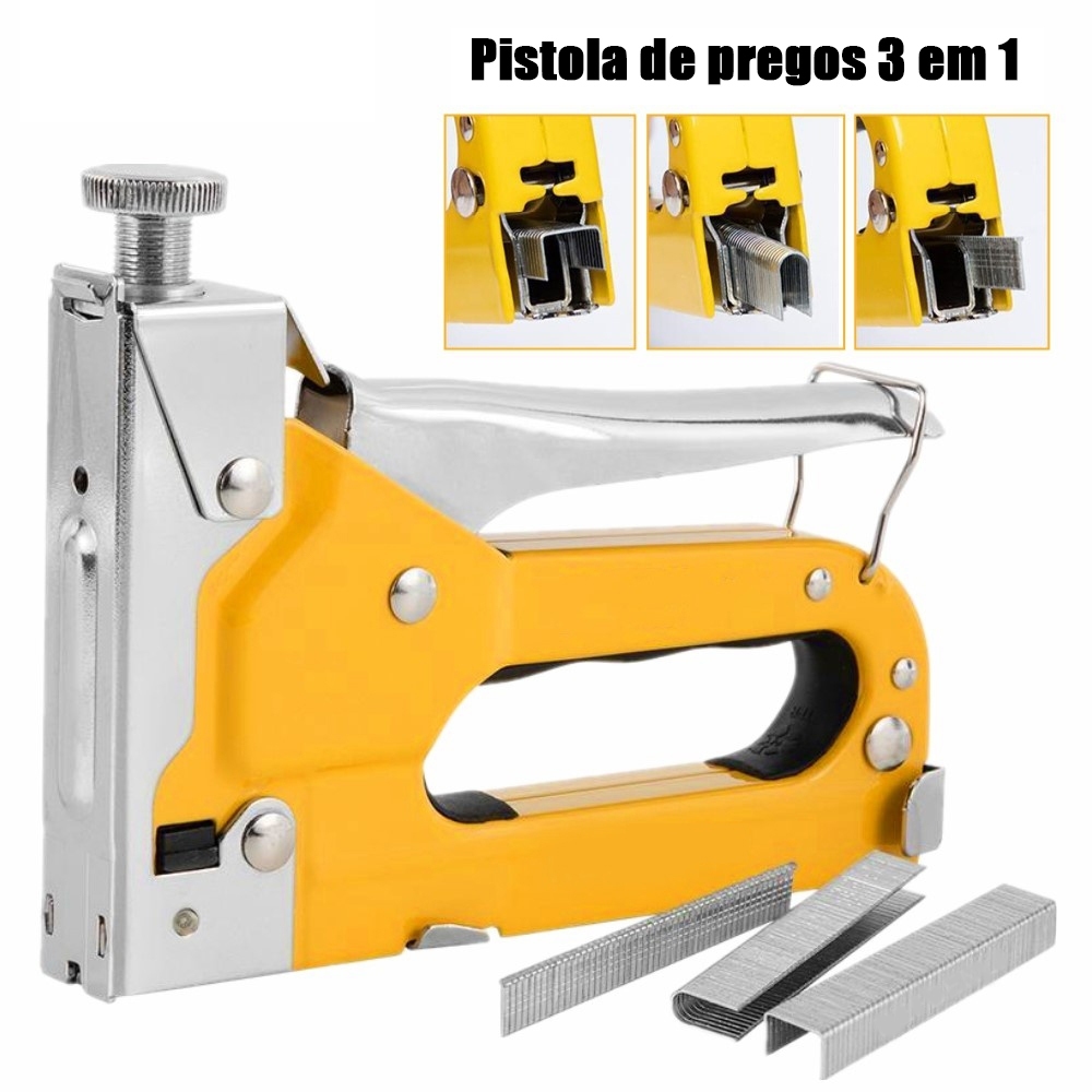 Grampeador Tapeceiro Alta Pressão para madeira + 600 Grampos Ferramentas Profissional em Oferta na Shopee