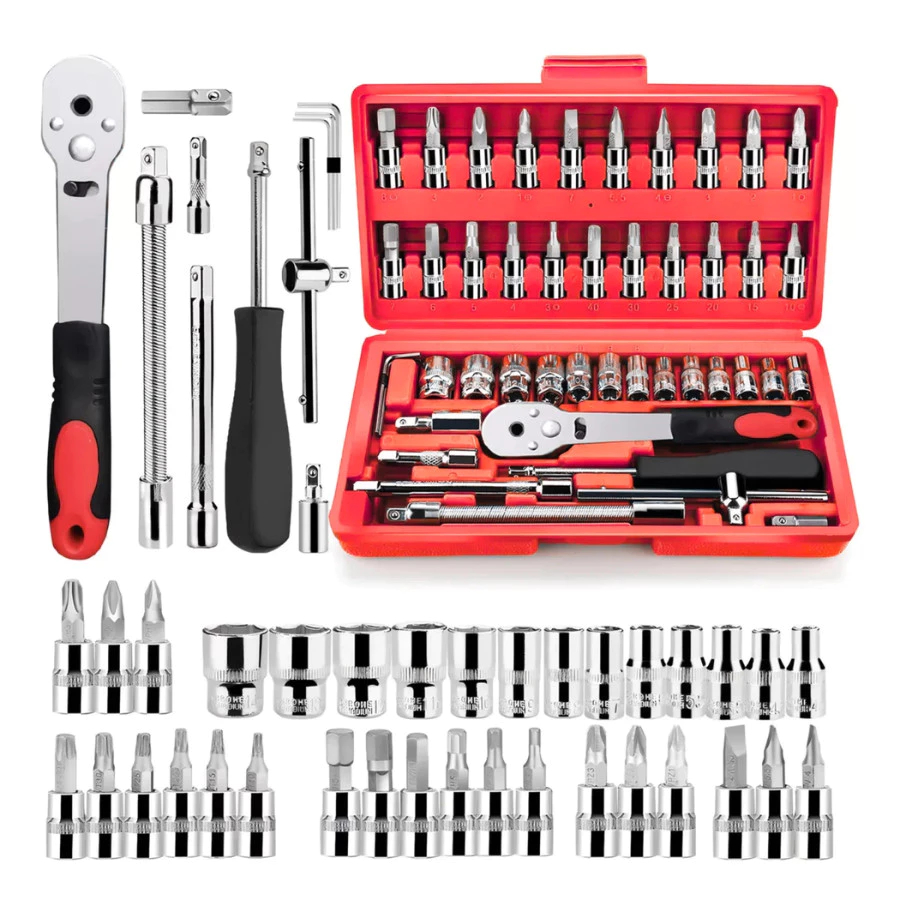Kit Ferramentas 46 (1063) Peças Jogo De Soquetes Chave Catraca Reversível Com Maleta Jogo Completo 1063 em Oferta na Shopee