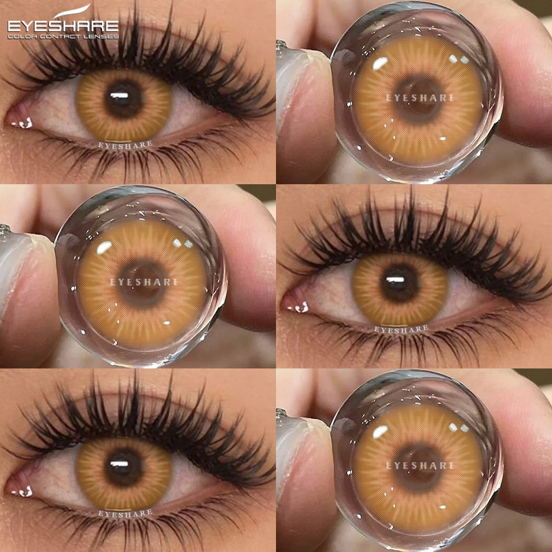 EYESHARE Lindos Alunos , Lentes De Contato Marrons E Cinza De Cor Macia Natural De 14.5 Mm , Adequadas Para Maquiagem De