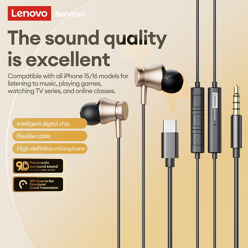 Fone de Ouvido Lenovo YF31 Gamer Com Fio Baixa Latencia Som Estereo 3D Esportivo Microfone Cancelamento Ruido — imagem 2 de 2