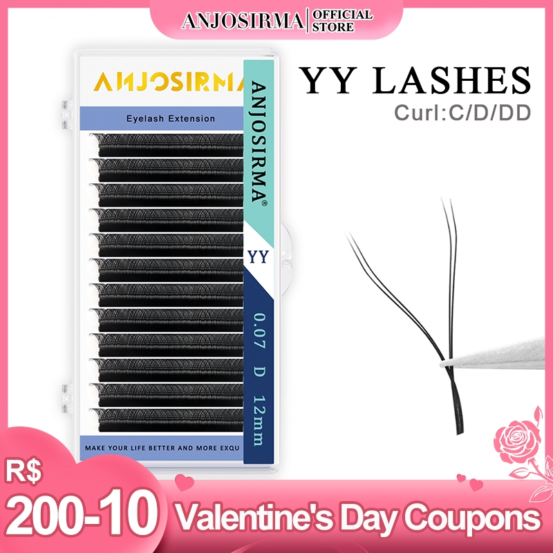Imagem Pestanas ANJOSIRMA YY Shape Cílios Fox Eyes Faux Mink Brasileiras Macias Premade Volume De Ventilador