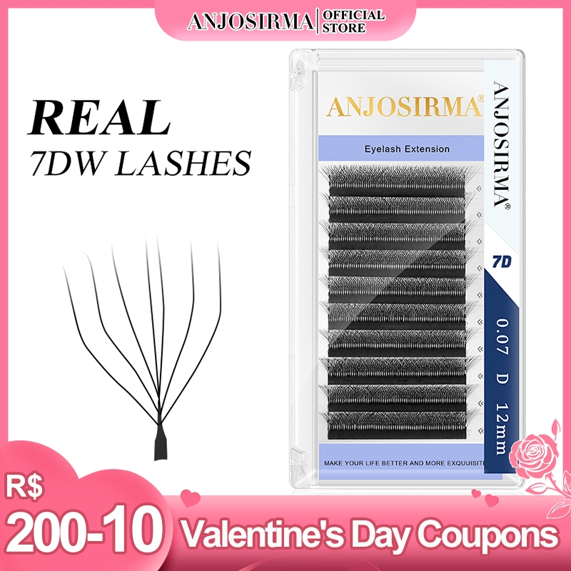ANJOSIRMA-Extensões de cílios Premade Flower, Cílios leves, Natural macio, denso, 7 folhas, forma de W, 7D em Oferta na Shopee